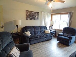 Smart TV, DVD player, books, video library