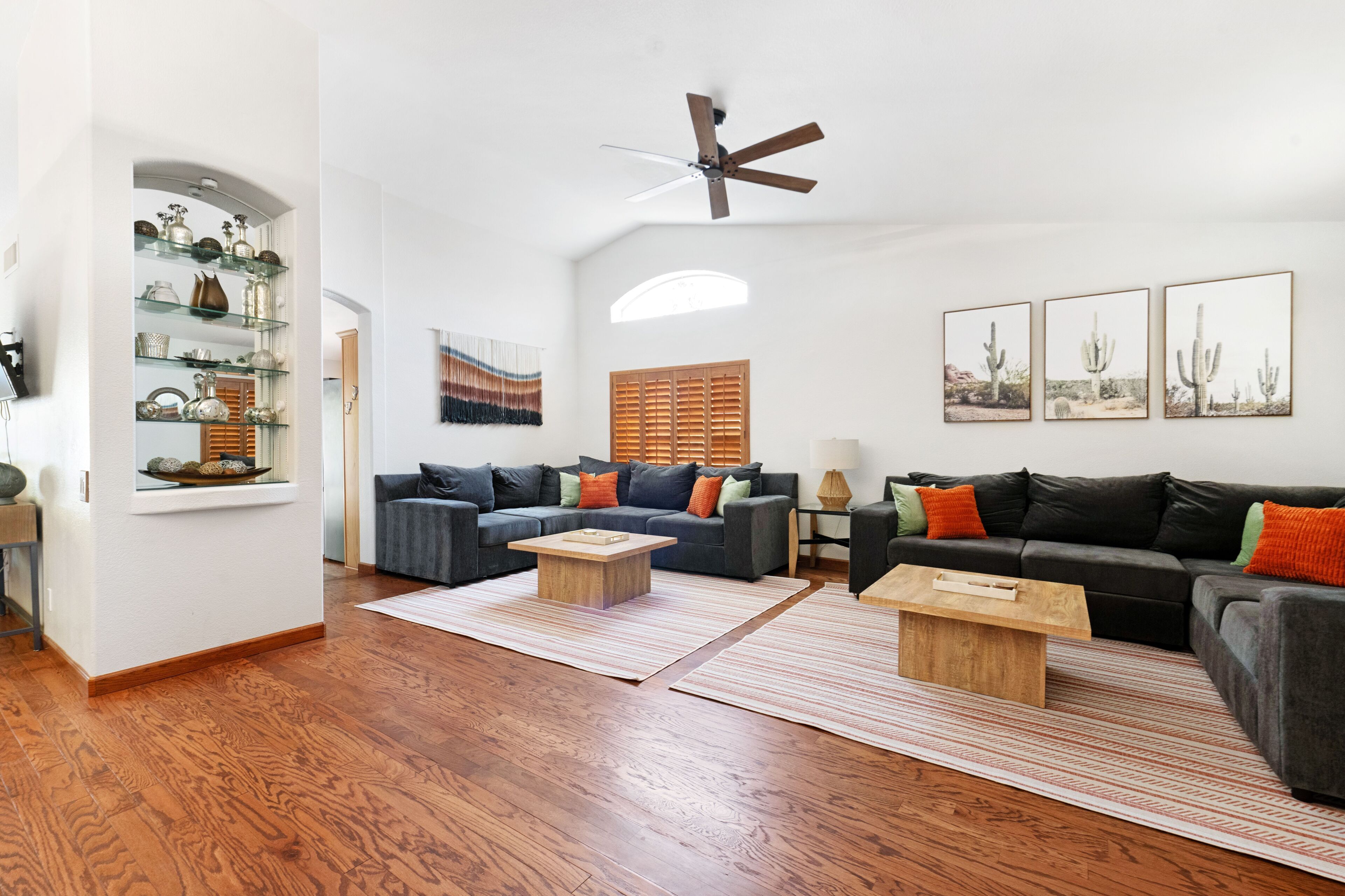 Smart TV, fireplace, table football, books