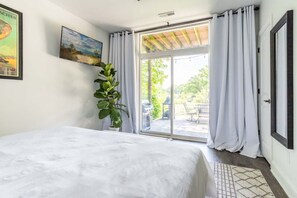 1 bedroom, desk, iron/ironing board, travel cot