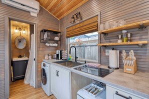 Fridge, microwave, oven, stovetop - Restored Farmhouse & Backyard Tiny House Village (Portland)