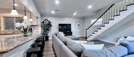 House, Multiple Beds, Pool Access, Pool View (Destination #28) | Living area | Fireplace