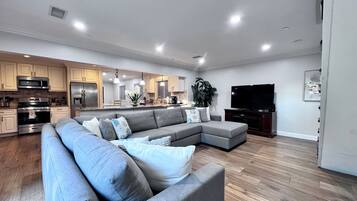 House, Multiple Beds, Pool Access, Pool View (Destination #28) | Living area | Fireplace