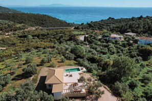 Exterior - Villa Nevas (5000sqm plot with Private Stone House with Pool and Amazing Seaview) (Loutsa)