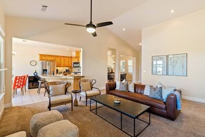 Smart TV, fireplace, table football, ping pong
