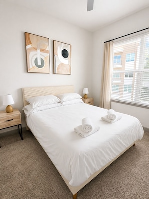 2 bedrooms, iron/ironing board, WiFi, bed sheets