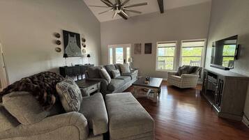 Smart TV, fireplace, video games, table football