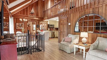 Smart TV, fireplace, DVD player, books