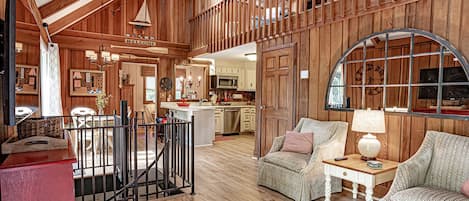 Smart TV, fireplace, DVD player, books