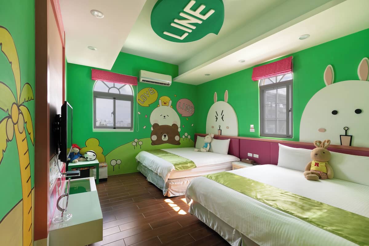 Standard Queen Double Room with 2 Queen Beds | Blackout curtains, free WiFi, bed sheets