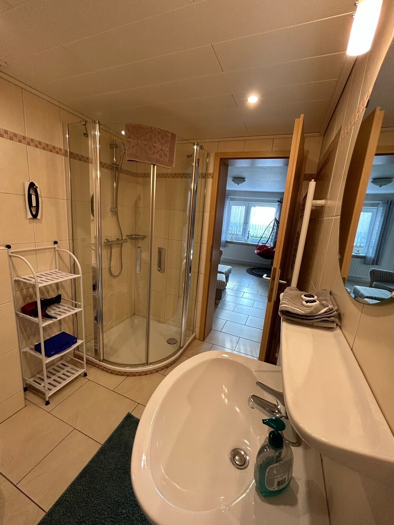 Dusche, Haartrockner, Handtücher