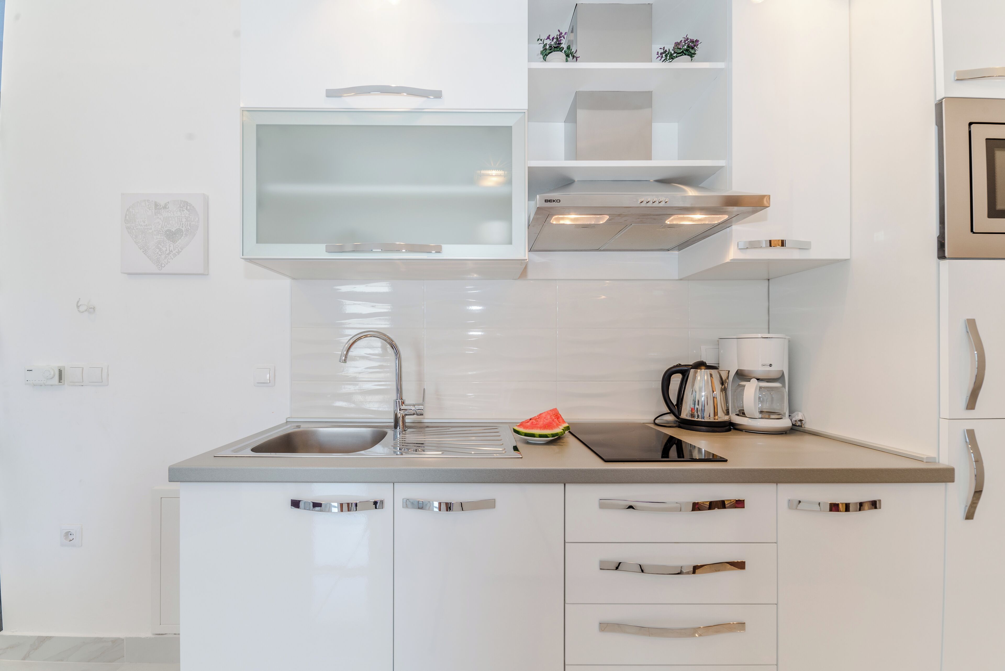 Standard Apartment | Private kitchen | Full-size fridge, microwave, stovetop, electric kettle