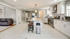 Coffee/tea maker, microwave, oven, stovetop - Pet-friendly Lynn Home w/ Patio - 3 Mi to Beach! (Lynn)