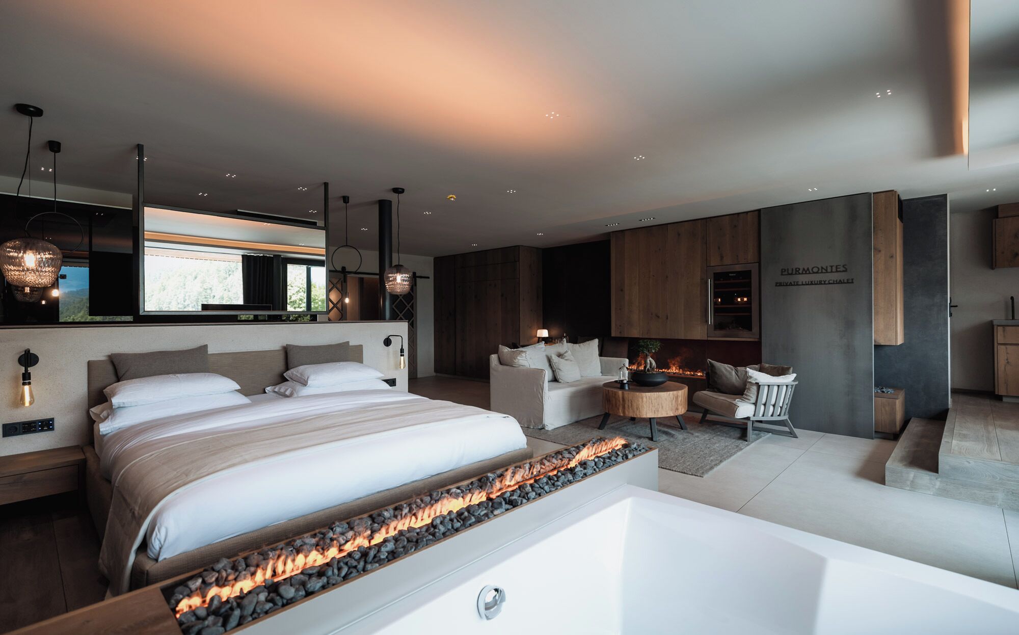 Superior Double Room, Private Pool, Valley View | Living area | 40-inch flat-screen TV with satellite channels, heated floors