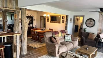 智能电视、壁炉、DVD 播放器、书