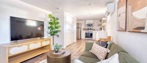 Télévision, cheminée, espaces bureaux