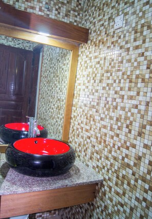 Douche, serviettes fournies, savon, papier toilette