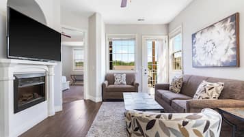 Condo, Multiple Beds, Balcony, Mountain View (Blue Bird by Lake Escape) | Living area | 42-inch flat-screen TV with digital channels, fireplace