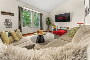 TV, fireplace - Pixar Paradise! 15 Min to Downtown / Game Room (Arvada)