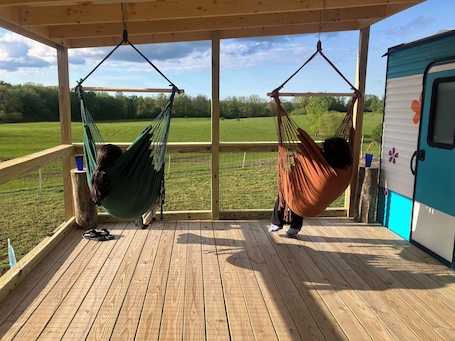 Terrace/patio. Relax and unwind at The Happy Camper Scottsville!