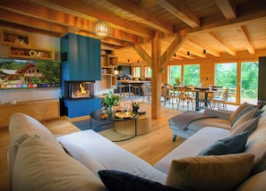 TV, fireplace, stereo