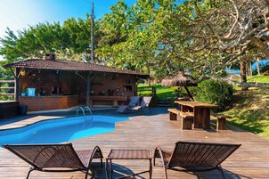 Outdoor pool, open 9:00 AM to 9:00 PM, sun loungers