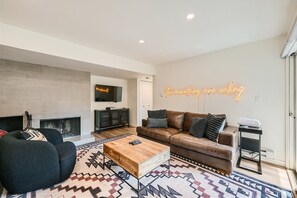 Condo, Multiple Beds, Hot Tub, Mountain View (Rock Wren Poolside) | Living area | 42-inch flat-screen TV with digital channels, fireplace - Rock Wren Poolside 3 BDR Condo (Keystone)