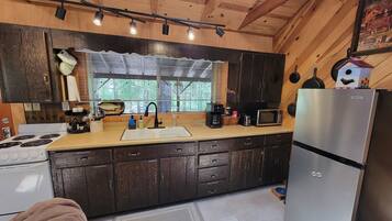 Fridge, microwave, oven, coffee/tea maker