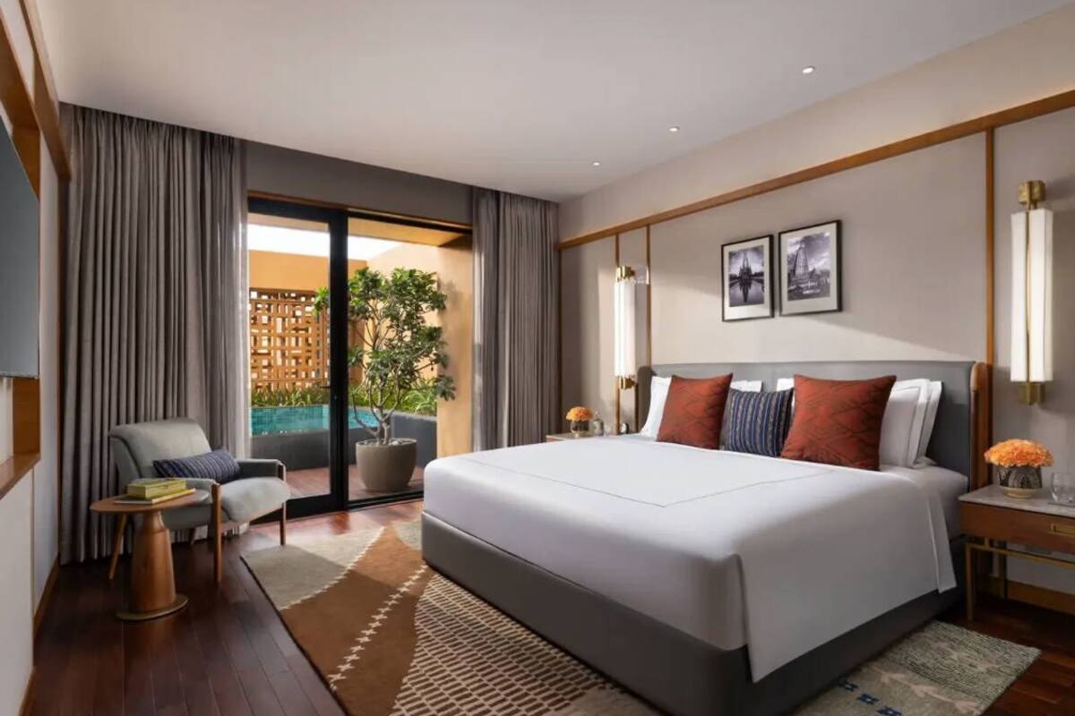 Lakens van Egyptisch katoen, luxe beddengoed, een minibar