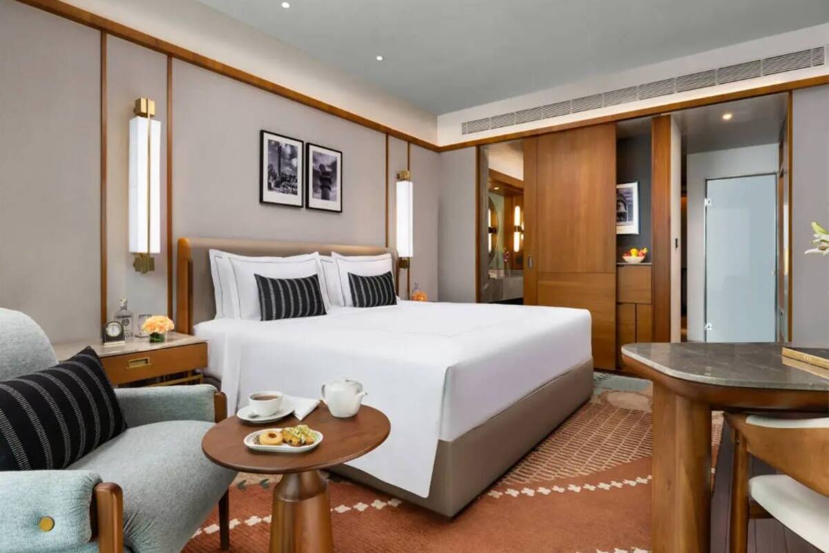 Lakens van Egyptisch katoen, luxe beddengoed, een minibar
