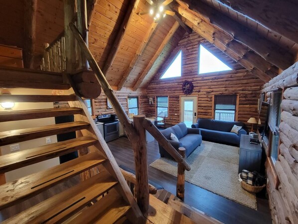 Smart TV, fireplace, foosball