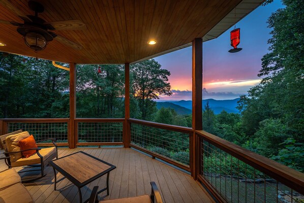 Terrace/patio - Ridgetop Hideaway | Pet-friendly, Hot Tub, Fire Pit & Mountain Views! (Swannanoa)