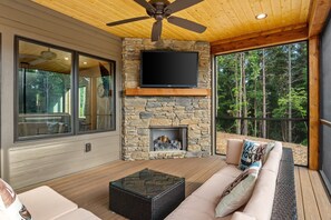 Smart TV, fireplace - Higher Ground at Lake James | Hot Tub, Boat Slip & Game Room! (Nebo)