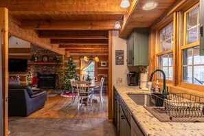 Festive cheer and open floor plan bring warmth of the holiday season at 5 Bears Cabin!