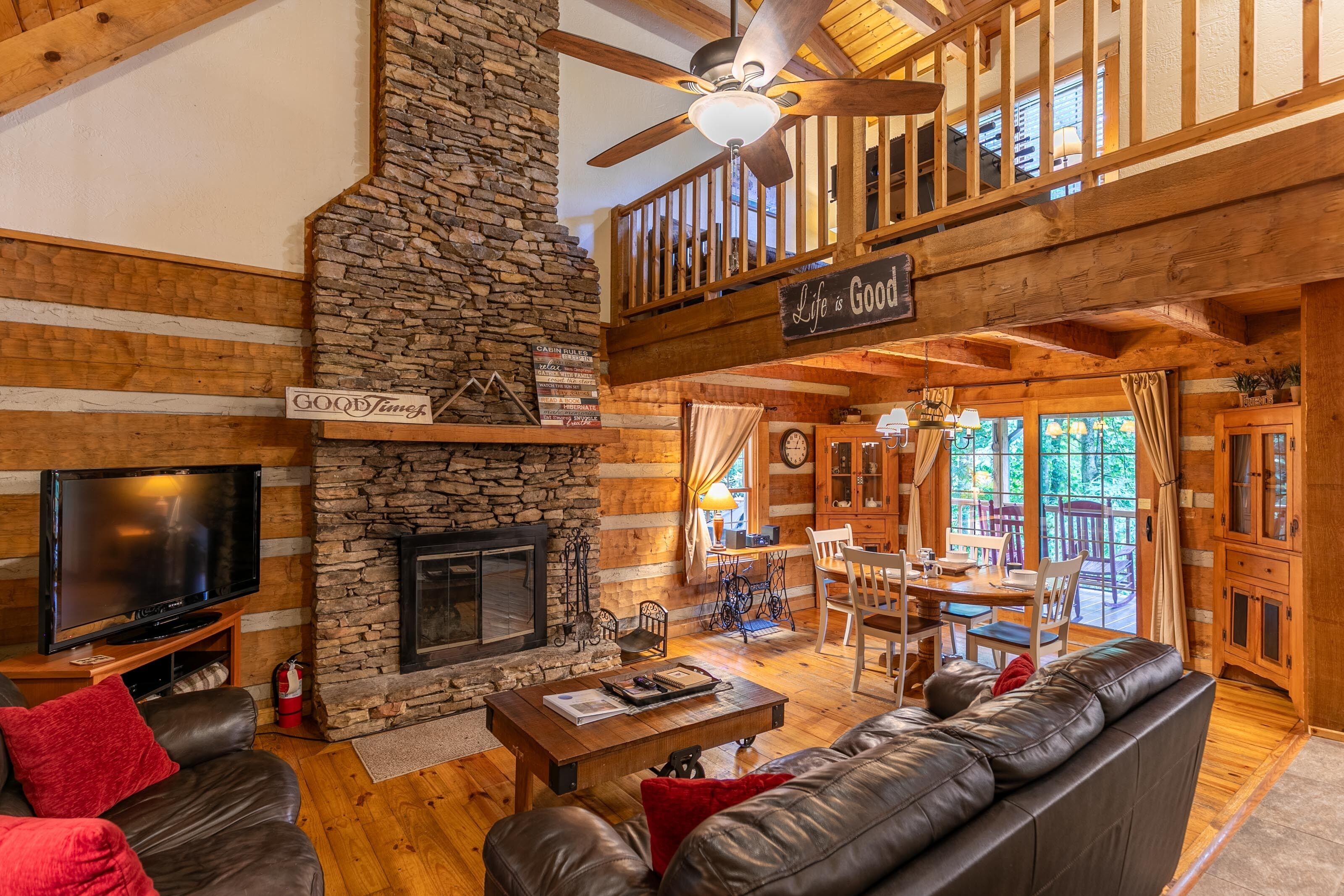 Smart TV, fireplace, table football