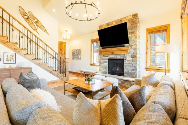 Smart TV, fireplace, video games, stereo