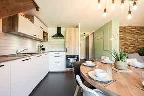 Fridge, oven, stovetop, dishwasher