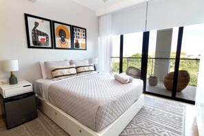 2 bedrooms, desk, iron/ironing board, travel crib