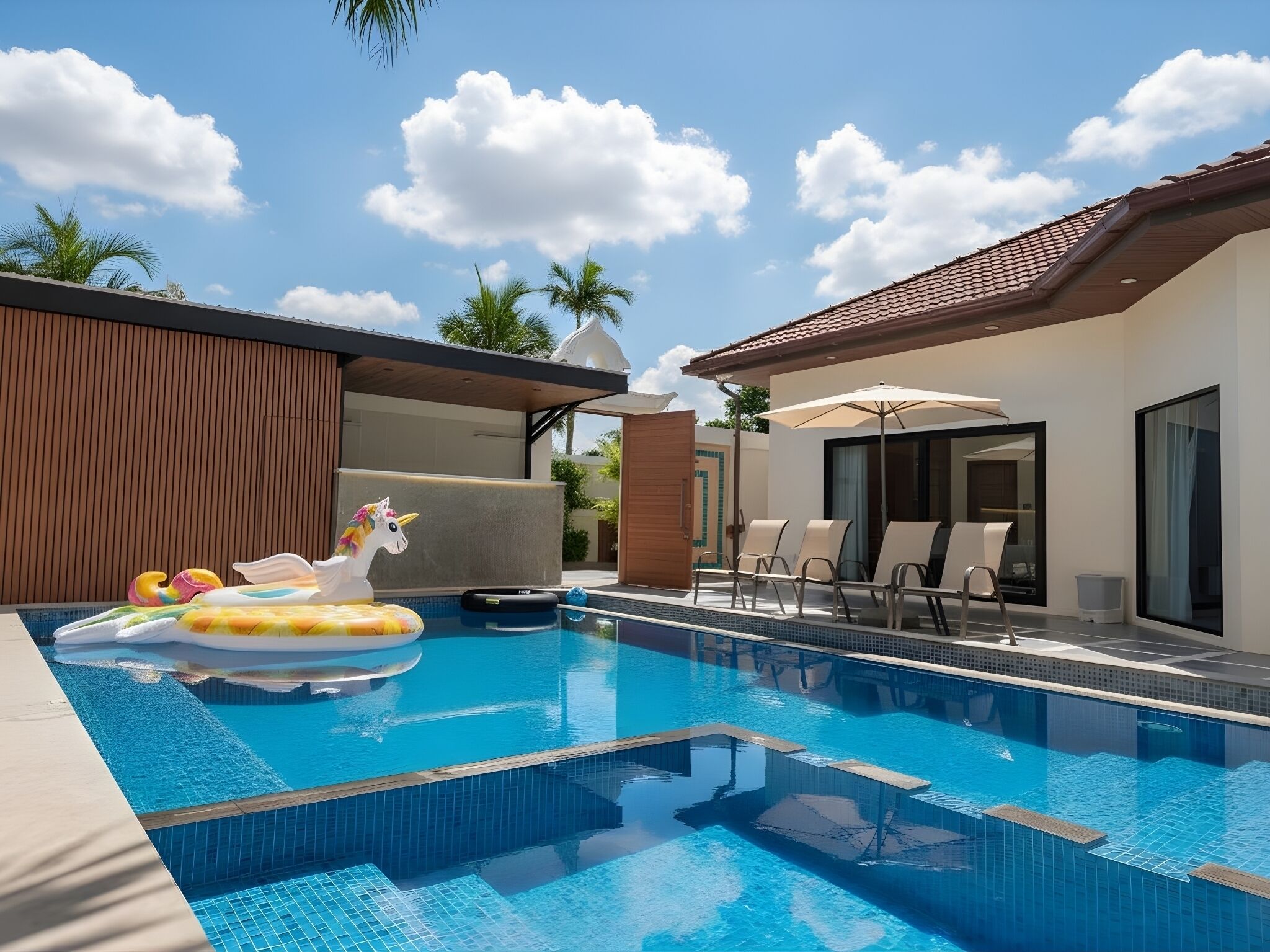 Una piscina al aire libre