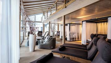 Sauna, steam room, body treatments, prenatal massages, facials