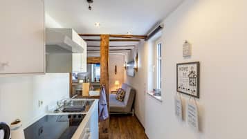 Fridge, oven, stovetop, coffee/tea maker