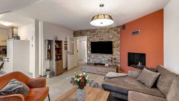 Fernseher, Kamin, Videospiele, DVD-Player