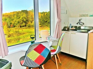 Fridge, microwave, electric kettle