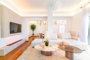 TV, fireplace