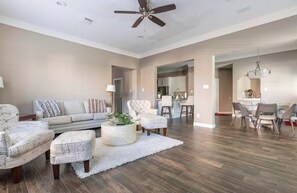Luxury Villa | Living area - ELUX with heated pool spa (Houston)