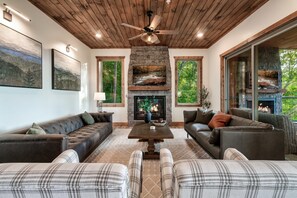 TV, fireplace, video games, offices