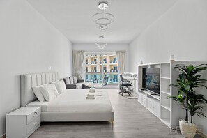 Desk, iron/ironing board, free WiFi - WelHome - Greenery Apt for Modern Studio in Production City (Dubai)