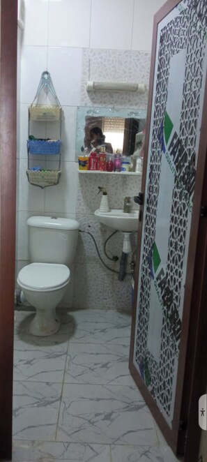 Secador de cabelo, toalhas de banho, sabonete, papel higiênico