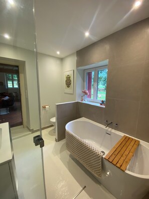 Dusche, Haartrockner, Bidet, Handtücher
