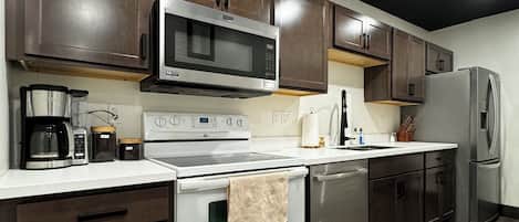 Microwave, oven, stovetop, dishwasher