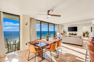 "Just Beachy" - 2 Bedroom 2 Bath Beachfront Condo | Living area | 32-inch LED TV with cable channels